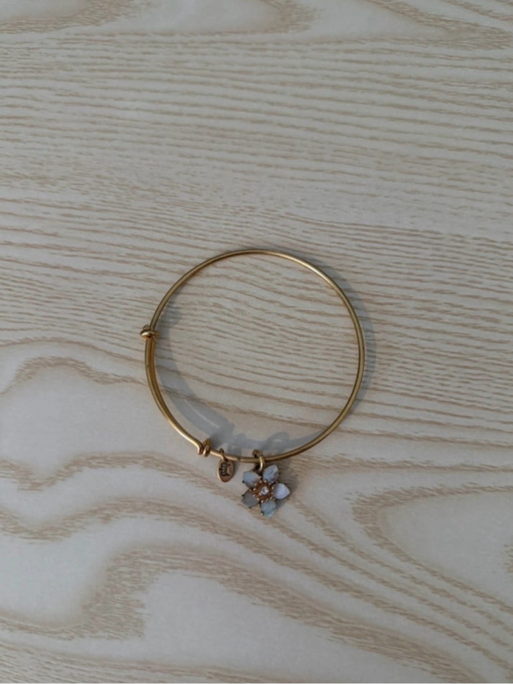 Vintage Juicy Couture Gold-Tone Floral Charm Bangle with White Accents